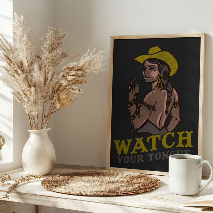 Watch Your Tongue.png - Stretched Canvas, Poster or Fine Art Print I Heart Wall Art