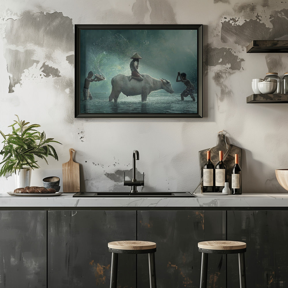Water Buffalo - Stretched Canvas, Poster or Fine Art Print I Heart Wall Art