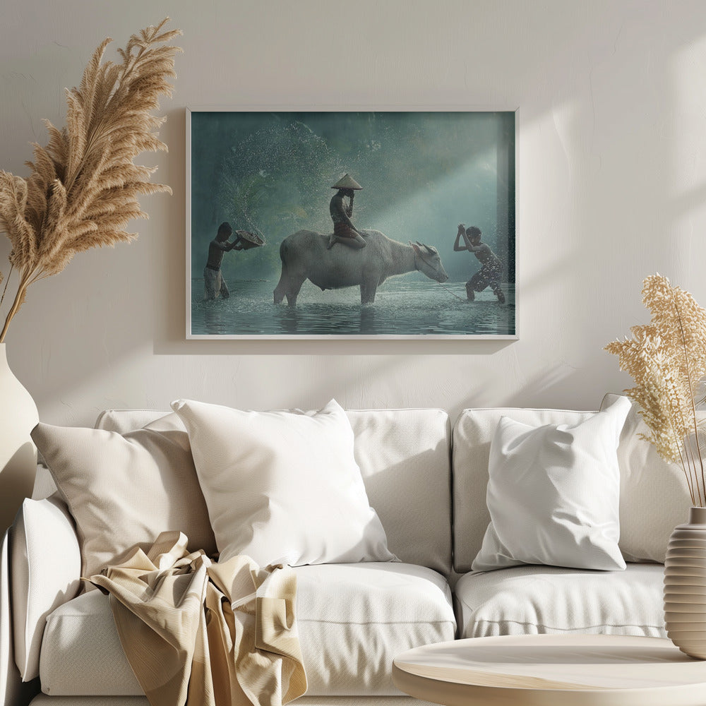 Water Buffalo - Stretched Canvas, Poster or Fine Art Print I Heart Wall Art