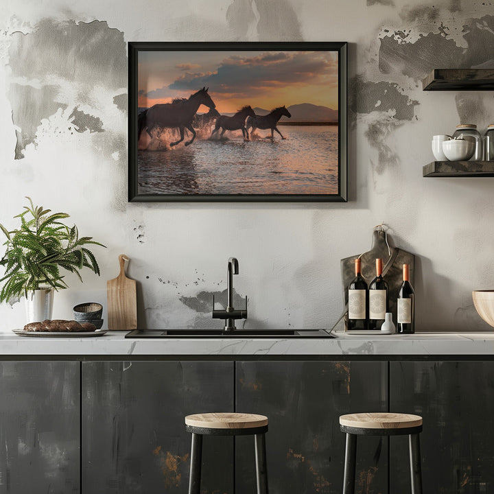 WATER HORSES - Stretched Canvas, Poster or Fine Art Print I Heart Wall Art