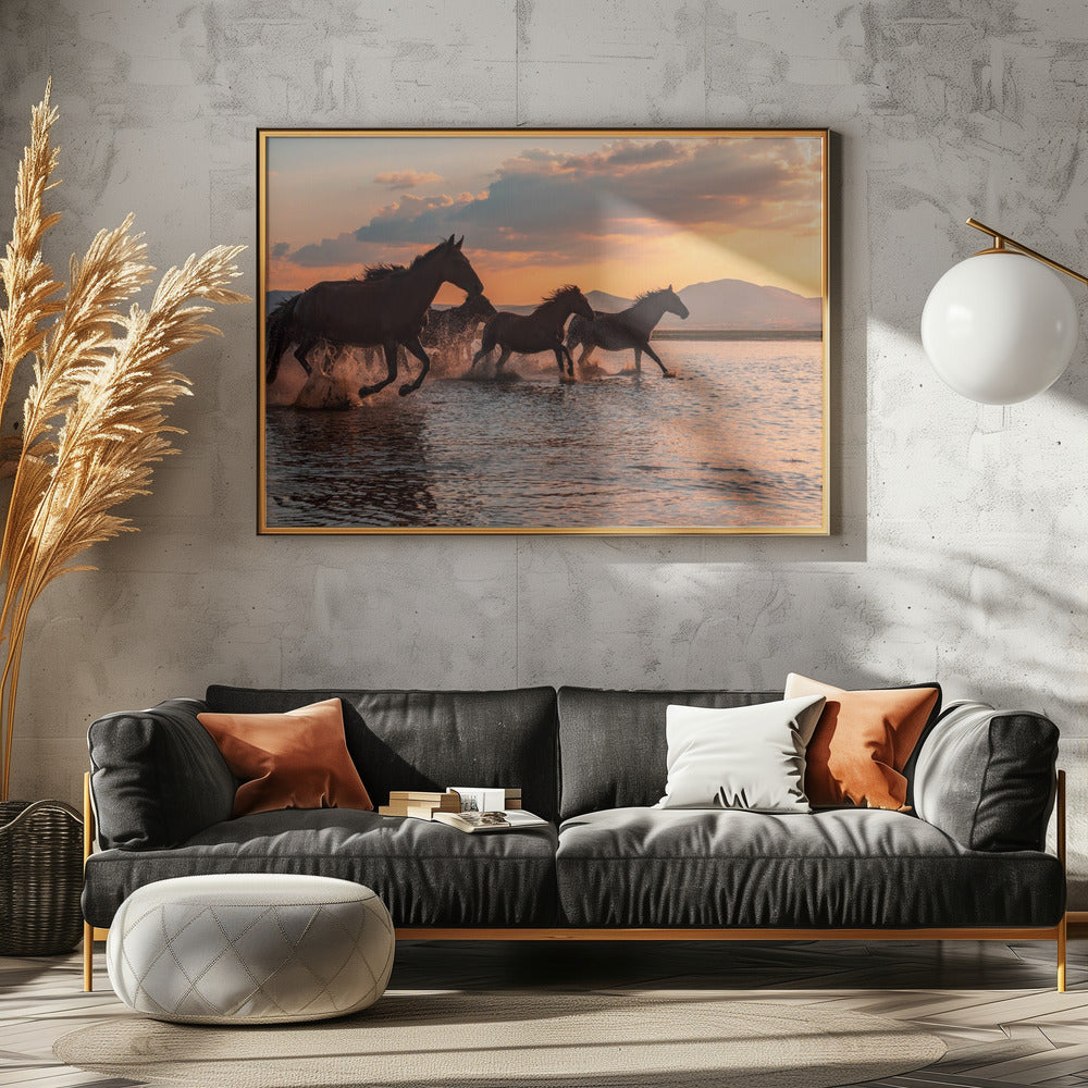 WATER HORSES - Stretched Canvas, Poster or Fine Art Print I Heart Wall Art