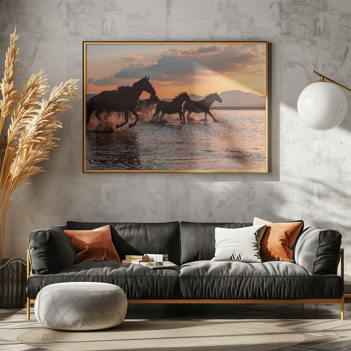 WATER HORSES - Stretched Canvas, Poster or Fine Art Print I Heart Wall Art