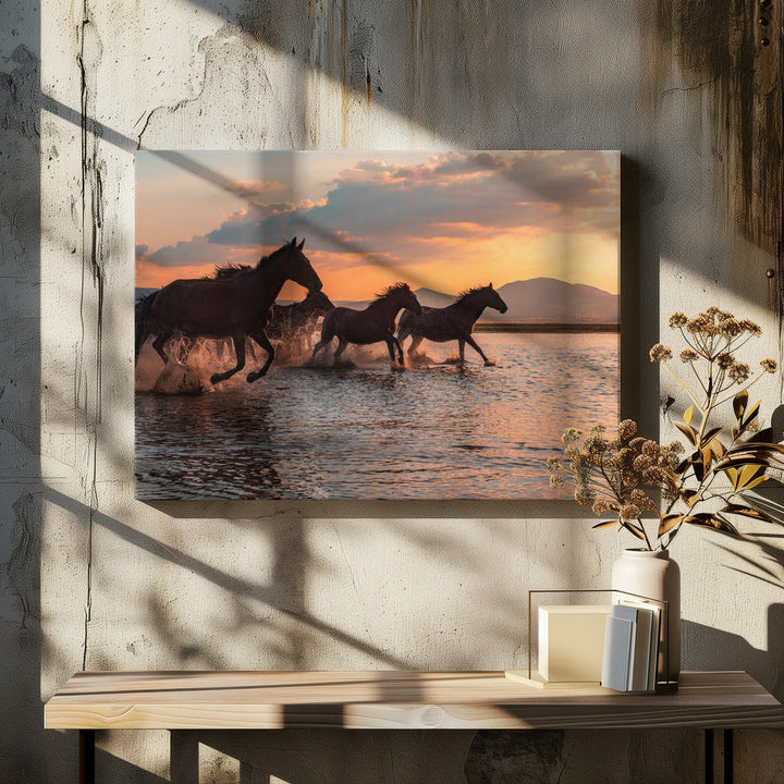 WATER HORSES - Stretched Canvas, Poster or Fine Art Print I Heart Wall Art