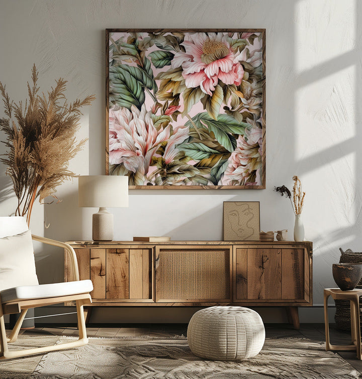 Watercolor Botany Floral Art 17 - Square Stretched Canvas, Poster or Fine Art Print I Heart Wall Art