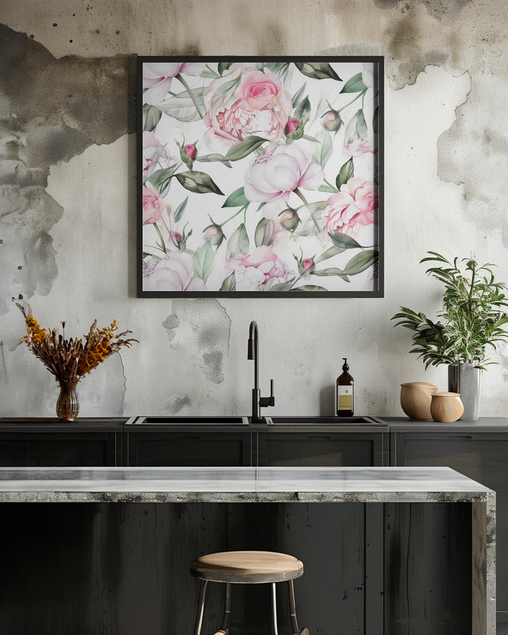 Watercolor Botany Floral Art 6 - Square Stretched Canvas, Poster or Fine Art Print I Heart Wall Art