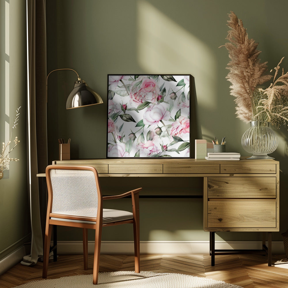 Watercolor Botany Floral Art 6 - Square Stretched Canvas, Poster or Fine Art Print I Heart Wall Art