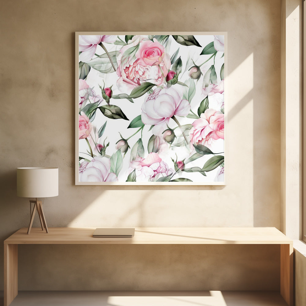 Watercolor Botany Floral Art 6 - Square Stretched Canvas, Poster or Fine Art Print I Heart Wall Art