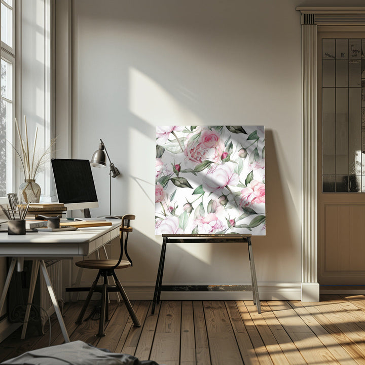 Watercolor Botany Floral Art 6 - Square Stretched Canvas, Poster or Fine Art Print I Heart Wall Art