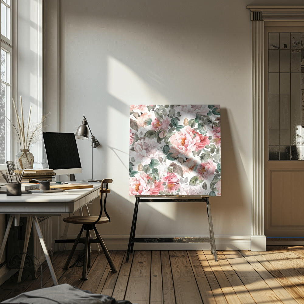 Watercolor Botany Floral Art 9 - Square Stretched Canvas, Poster or Fine Art Print I Heart Wall Art