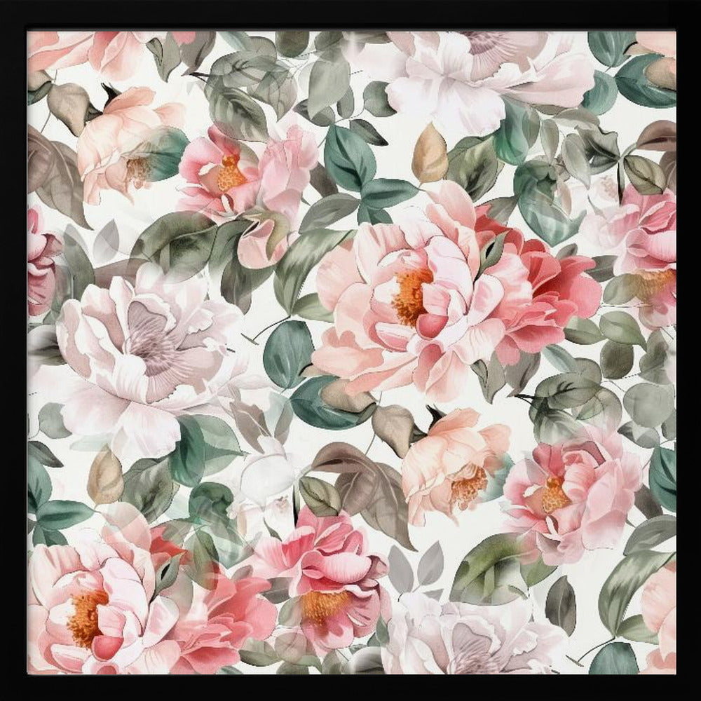 Watercolor Botany Floral Art 9 - Square Stretched Canvas, Poster or Fine Art Print I Heart Wall Art