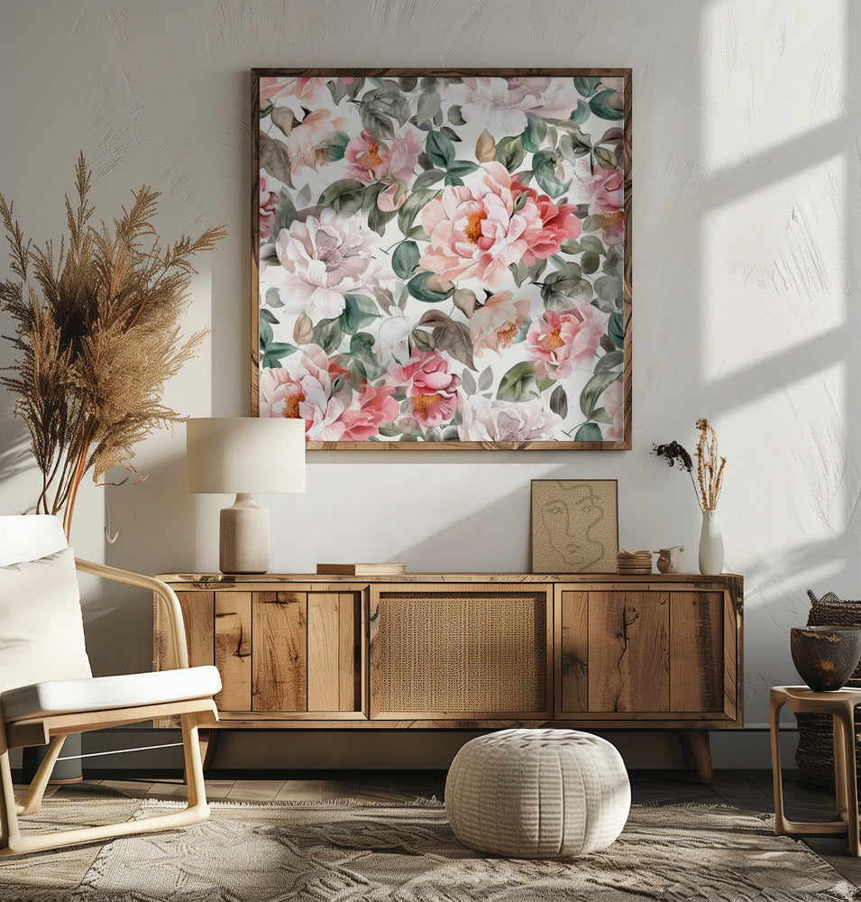 Watercolor Botany Floral Art 9 - Square Stretched Canvas, Poster or Fine Art Print I Heart Wall Art