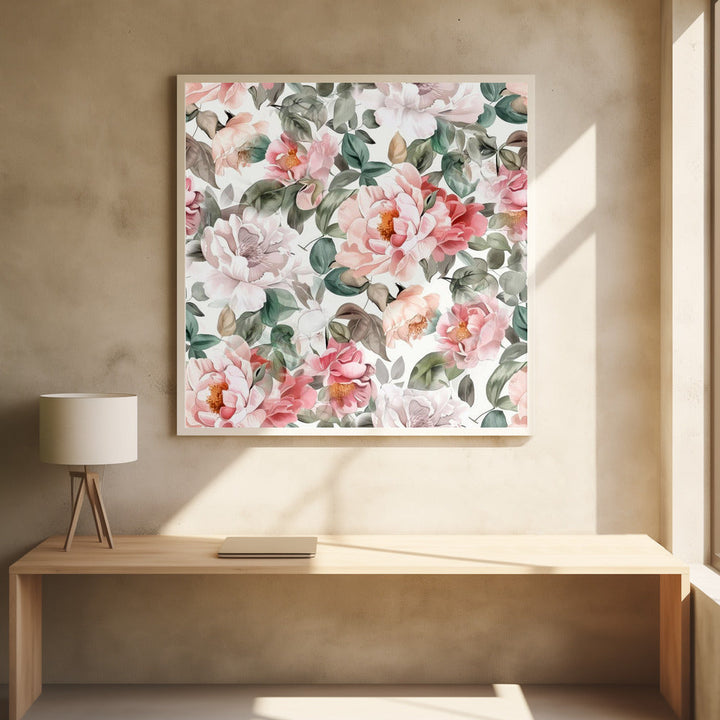 Watercolor Botany Floral Art 9 - Square Stretched Canvas, Poster or Fine Art Print I Heart Wall Art
