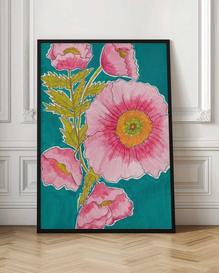 Watercolor Floral in Pink and Green by Alyssa Hamilton Art - Stretched Canvas, Poster or Fine Art Print - I Heart Wall Art - Poster Print, Canvas Print or Framed Art Print