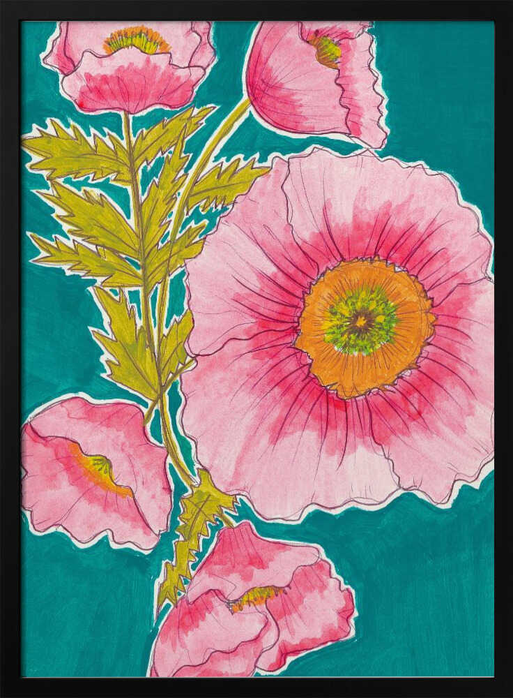 Watercolor Floral in Pink and Green by Alyssa Hamilton Art - Stretched Canvas, Poster or Fine Art Print - I Heart Wall Art - Poster Print, Canvas Print or Framed Art Print