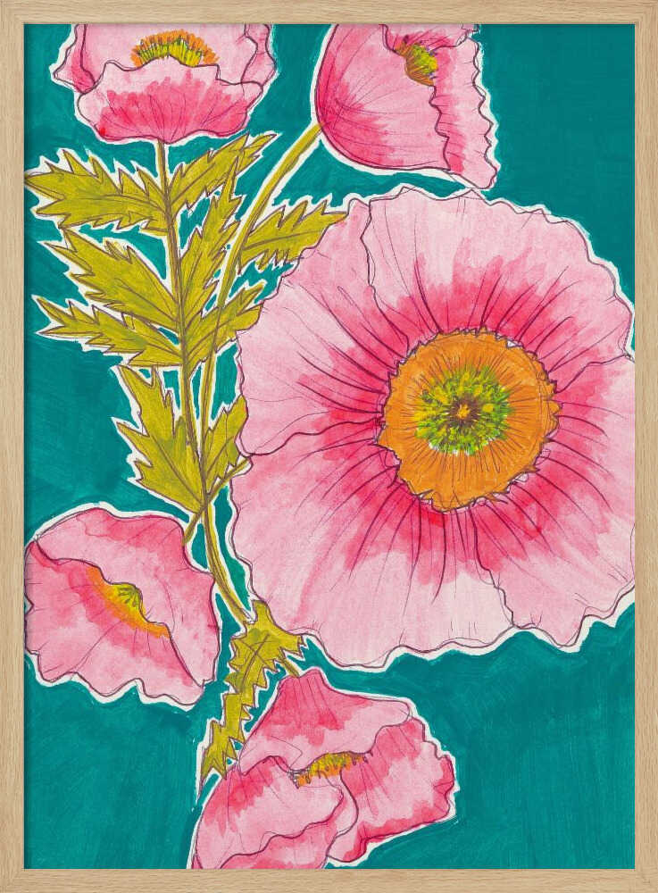 Watercolor Floral in Pink and Green by Alyssa Hamilton Art - Stretched Canvas, Poster or Fine Art Print - I Heart Wall Art - Poster Print, Canvas Print or Framed Art Print