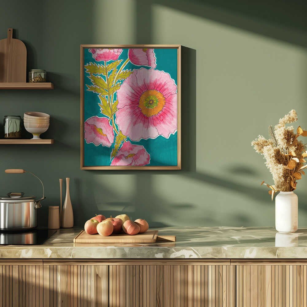 Watercolor Floral in Pink and Green by Alyssa Hamilton Art - Stretched Canvas, Poster or Fine Art Print - I Heart Wall Art - Poster Print, Canvas Print or Framed Art Print