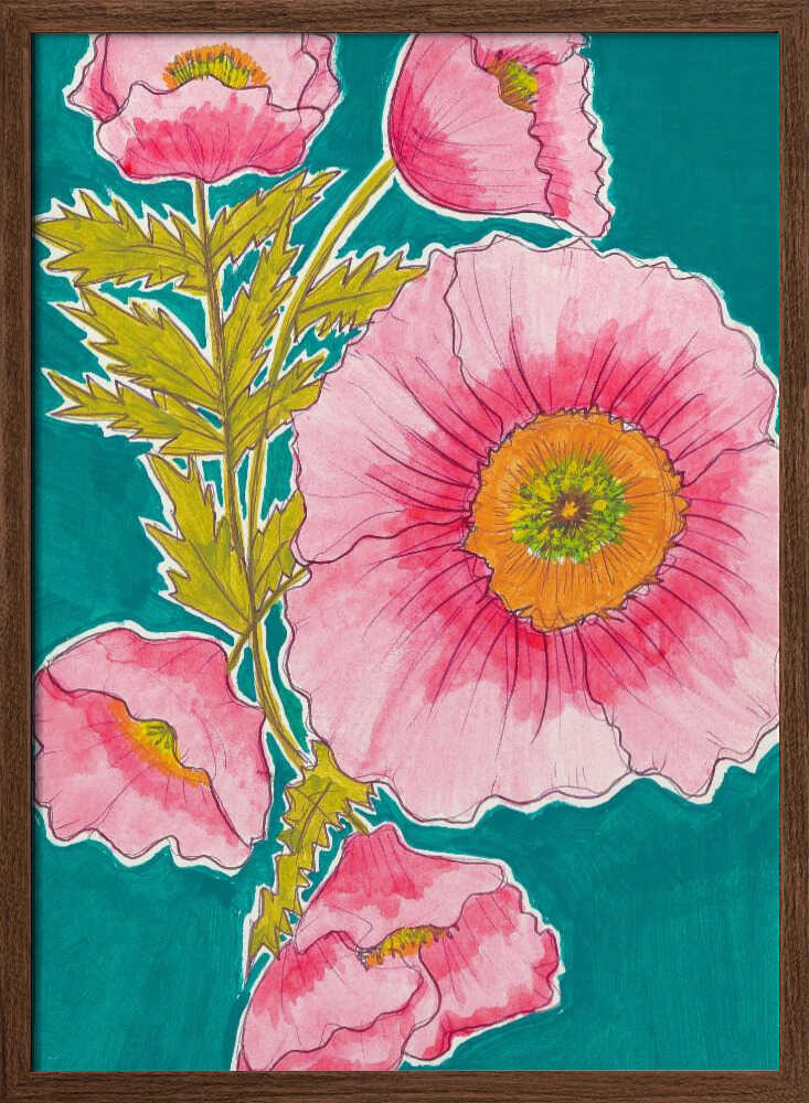 Watercolor Floral in Pink and Green by Alyssa Hamilton Art - Stretched Canvas, Poster or Fine Art Print - I Heart Wall Art - Poster Print, Canvas Print or Framed Art Print