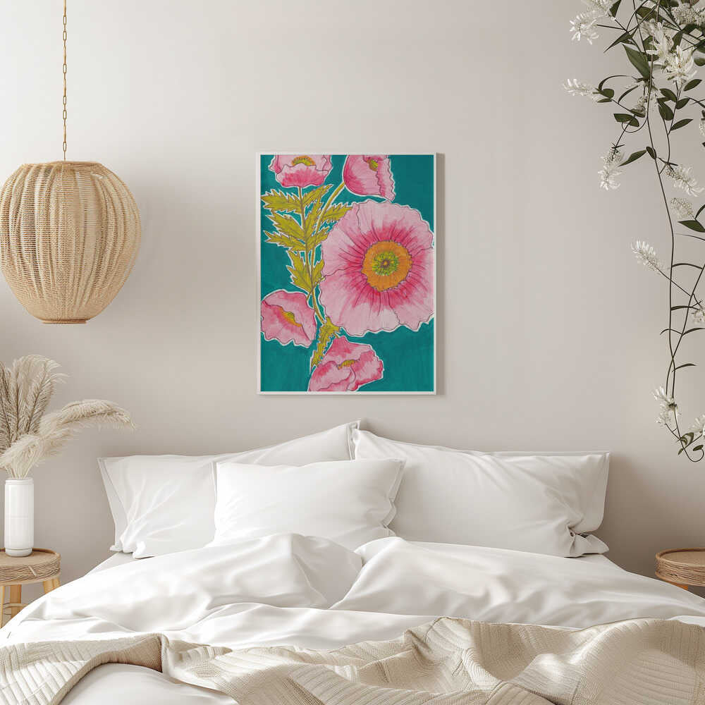 Watercolor Floral in Pink and Green by Alyssa Hamilton Art - Stretched Canvas, Poster or Fine Art Print - I Heart Wall Art - Poster Print, Canvas Print or Framed Art Print