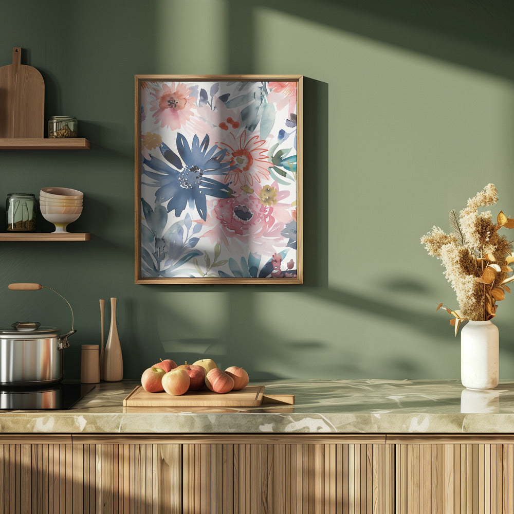 Watercolor Floral No. 1 - Stretched Canvas, Poster or Fine Art Print I Heart Wall Art