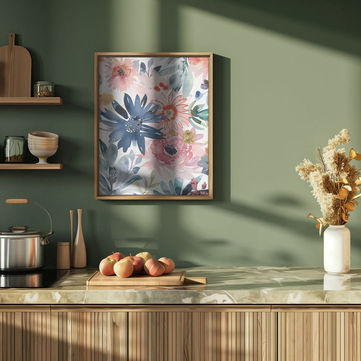 Watercolor Floral No. 1 - Stretched Canvas, Poster or Fine Art Print I Heart Wall Art