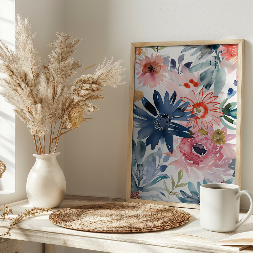 Watercolor Floral No. 1 - Stretched Canvas, Poster or Fine Art Print I Heart Wall Art