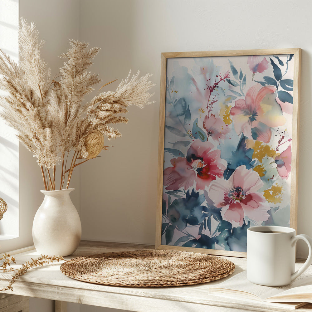 Watercolor Floral No. 4 - Stretched Canvas, Poster or Fine Art Print I Heart Wall Art