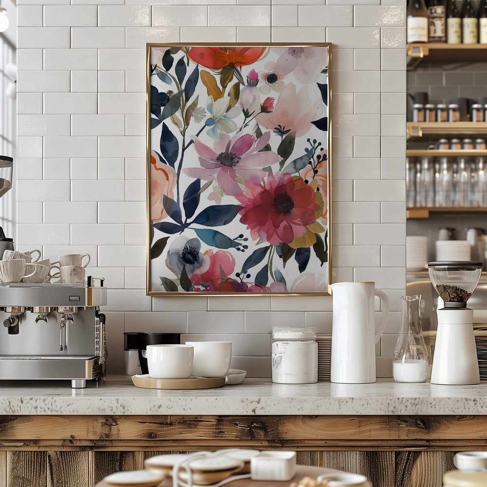 Watercolor Floral No. 5 - Stretched Canvas, Poster or Fine Art Print I Heart Wall Art