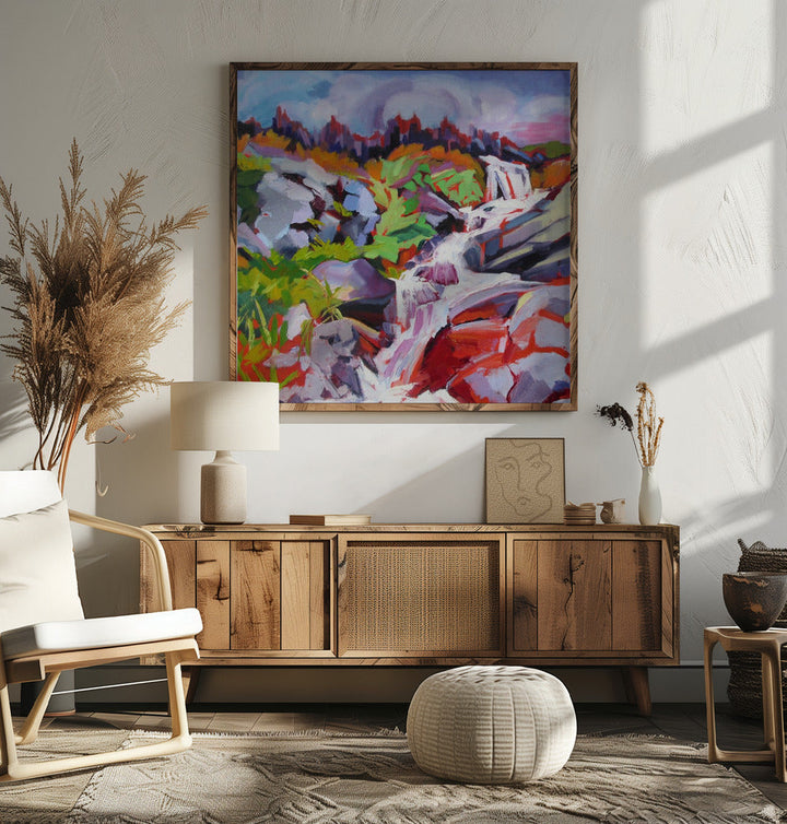 Waterfall - Square Stretched Canvas, Poster or Fine Art Print I Heart Wall Art