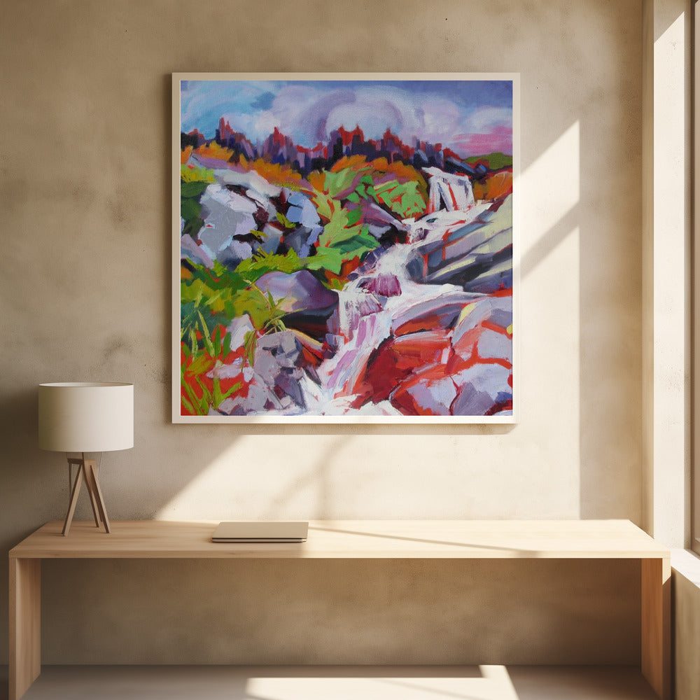 Waterfall - Square Stretched Canvas, Poster or Fine Art Print I Heart Wall Art
