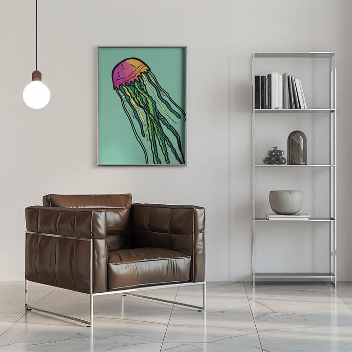 Watermelon Jellyfish - Stretched Canvas, Poster or Fine Art Print I Heart Wall Art