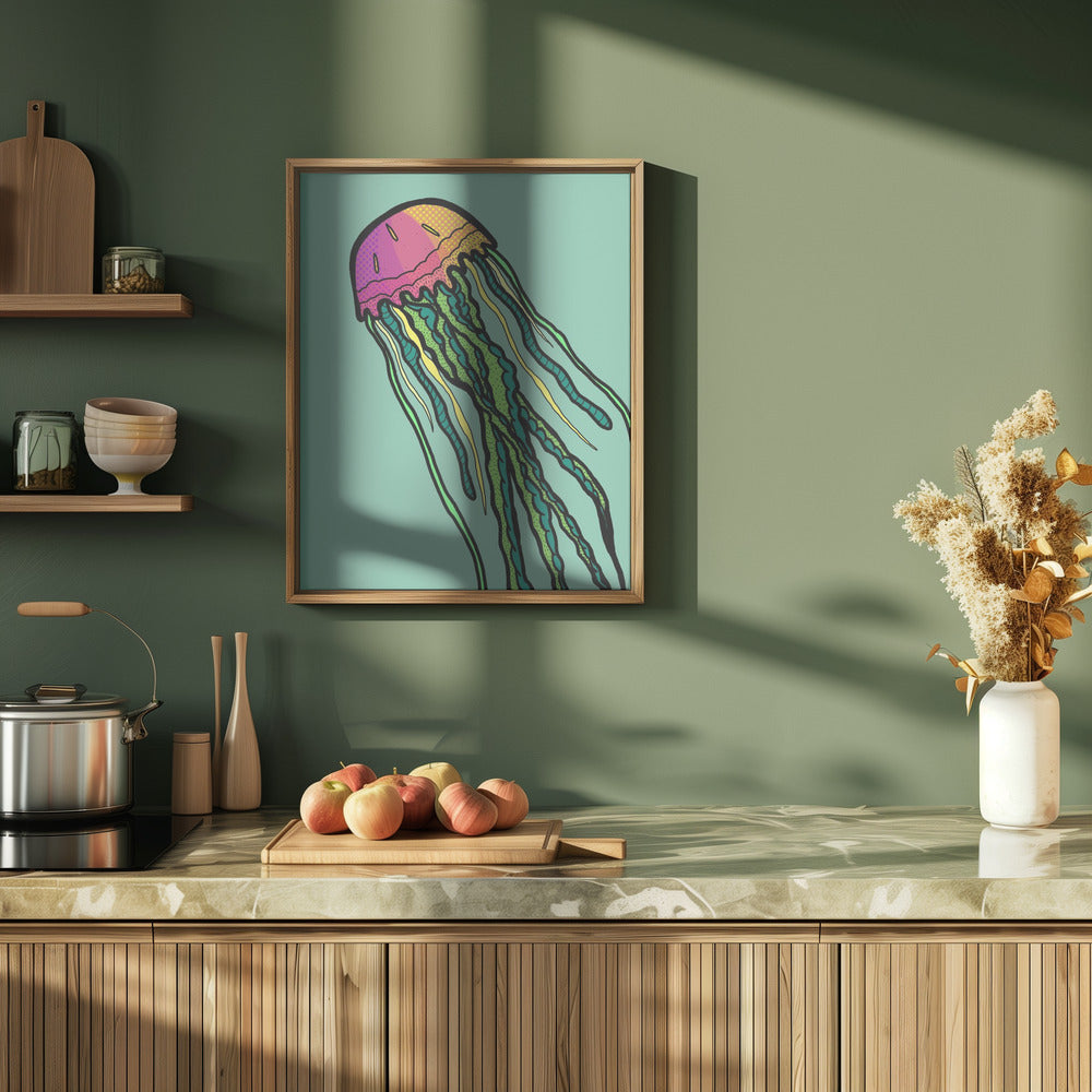 Watermelon Jellyfish - Stretched Canvas, Poster or Fine Art Print I Heart Wall Art