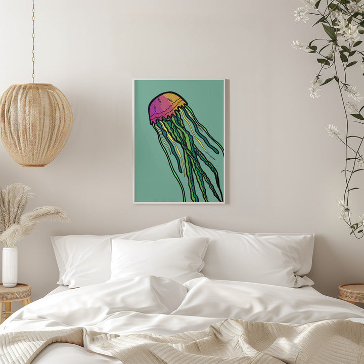 Watermelon Jellyfish - Stretched Canvas, Poster or Fine Art Print I Heart Wall Art