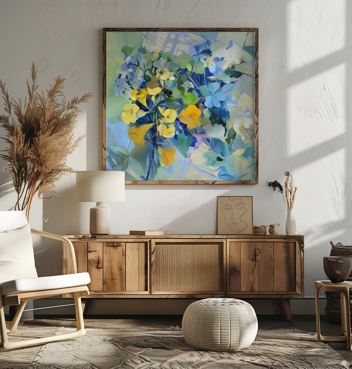 Wellow Oil Canvas  100 100  2011 - Square Stretched Canvas, Poster or Fine Art Print I Heart Wall Art