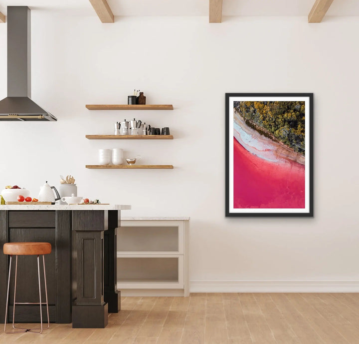 Western Australia - Colourful Aerial Photographic Print of a Red Shoreline I Heart Wall Art Australia 