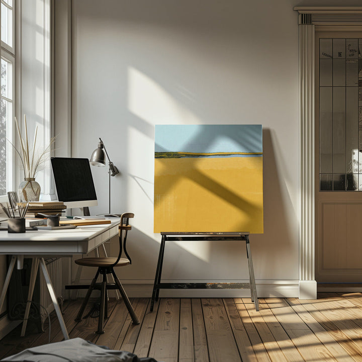 Where Blue Meets Gold - Square Stretched Canvas, Poster or Fine Art Print I Heart Wall Art