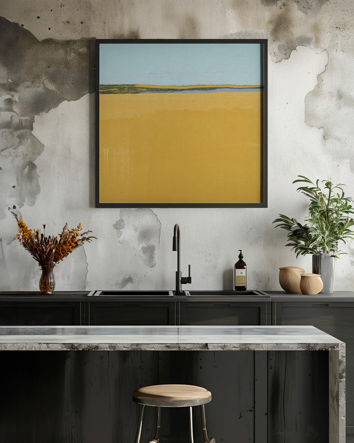 Where Blue Meets Gold - Square Stretched Canvas, Poster or Fine Art Print I Heart Wall Art