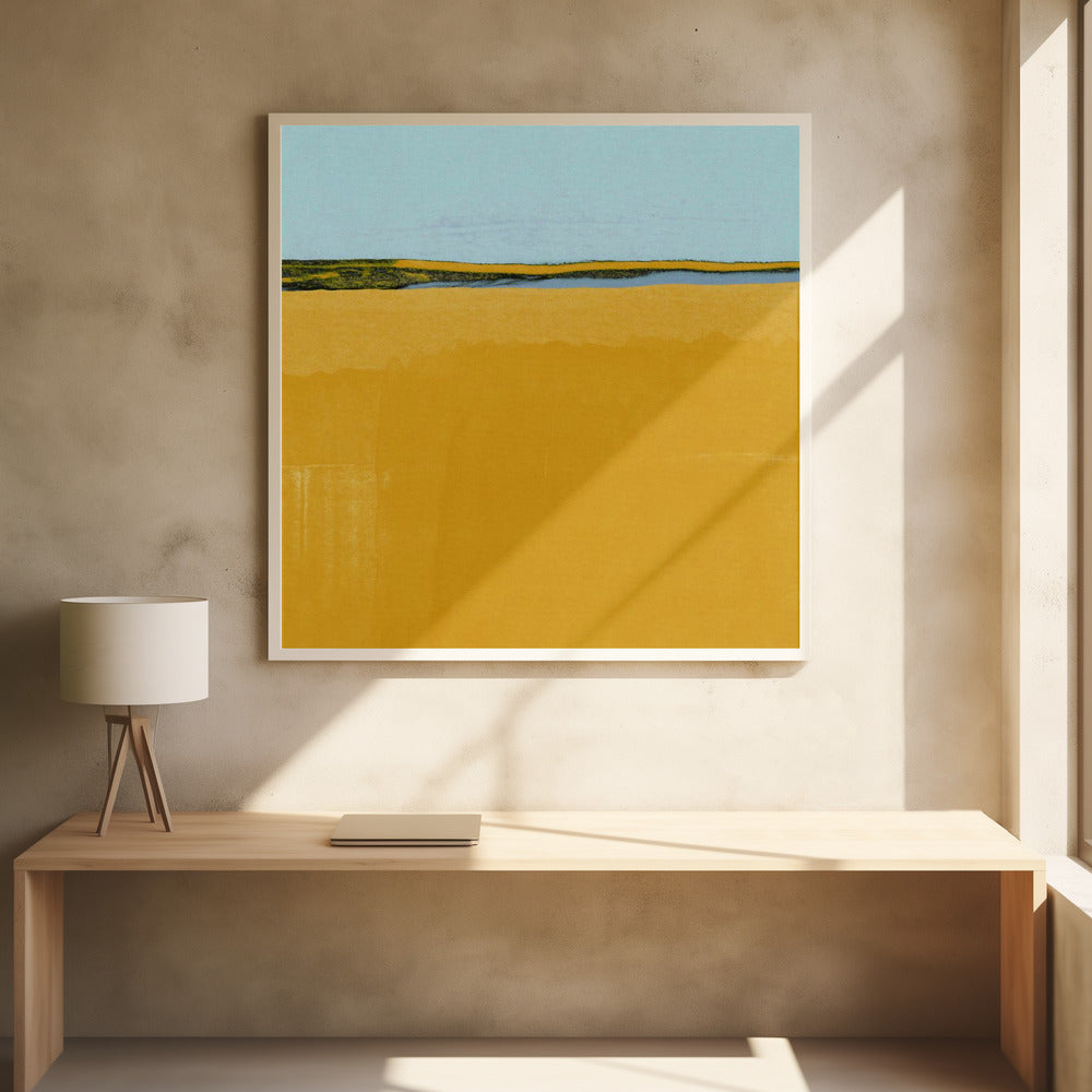 Where Blue Meets Gold - Square Stretched Canvas, Poster or Fine Art Print I Heart Wall Art