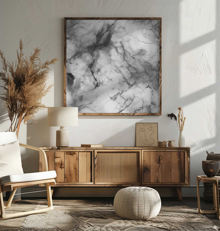 White Marble Elegance - Square Stretched Canvas, Poster or Fine Art Print - I Heart Wall Art - Poster Print, Canvas Print or Framed Art Print