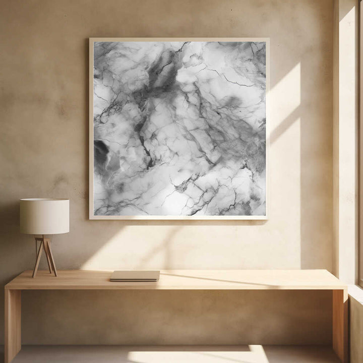 White Marble Elegance - Square Stretched Canvas, Poster or Fine Art Print - I Heart Wall Art - Poster Print, Canvas Print or Framed Art Print