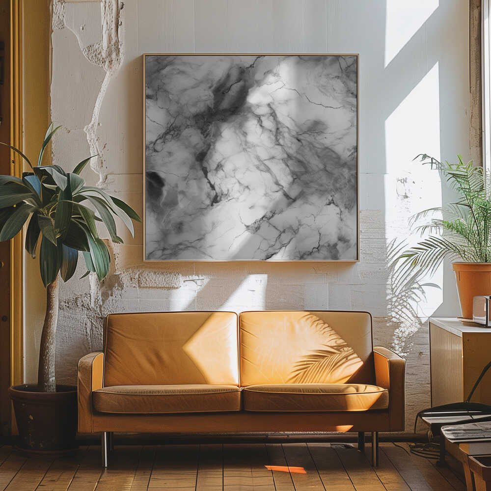 White Marble Elegance - Square Stretched Canvas, Poster or Fine Art Print - I Heart Wall Art - Poster Print, Canvas Print or Framed Art Print