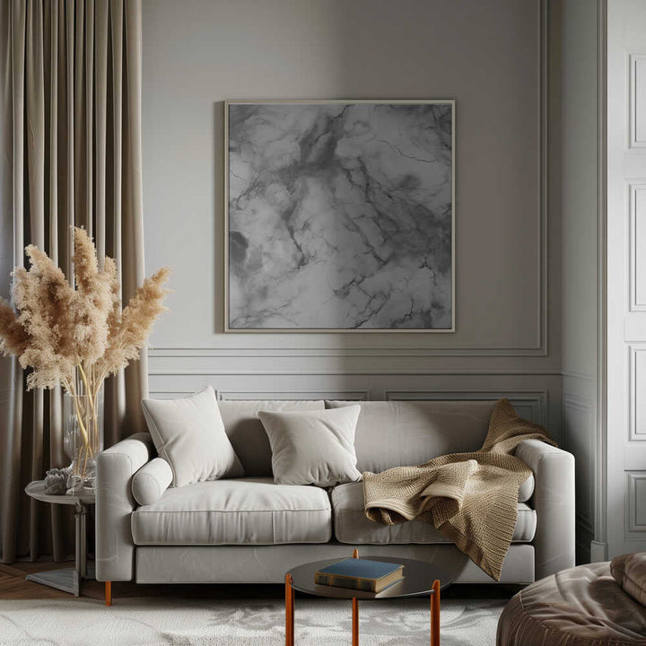 White Marble Elegance - Square Stretched Canvas, Poster or Fine Art Print - I Heart Wall Art - Poster Print, Canvas Print or Framed Art Print
