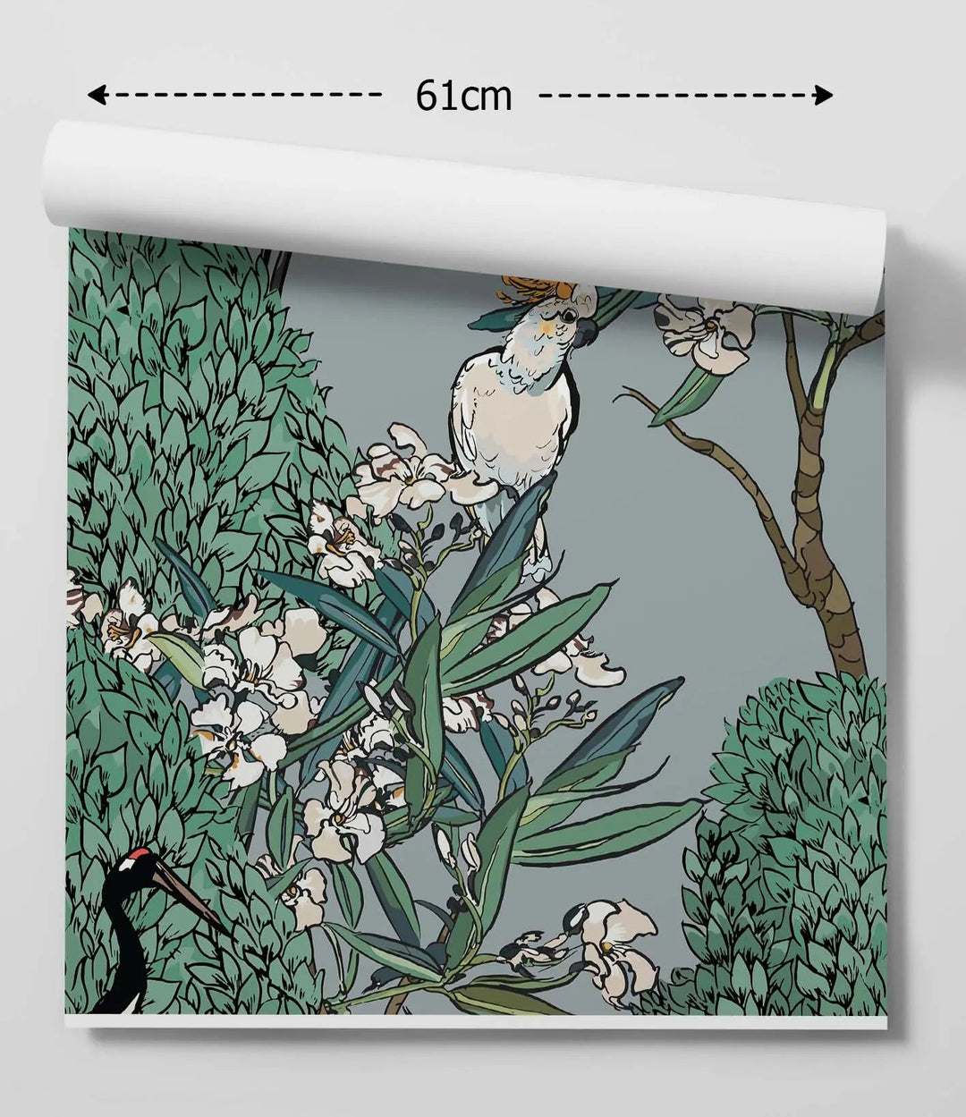 White Oleander on Blue/Grey Wallpaper - Floral Wallpaper In Traditional Style - Peel and Stick Wallpaper I Heart Wall Art Australia