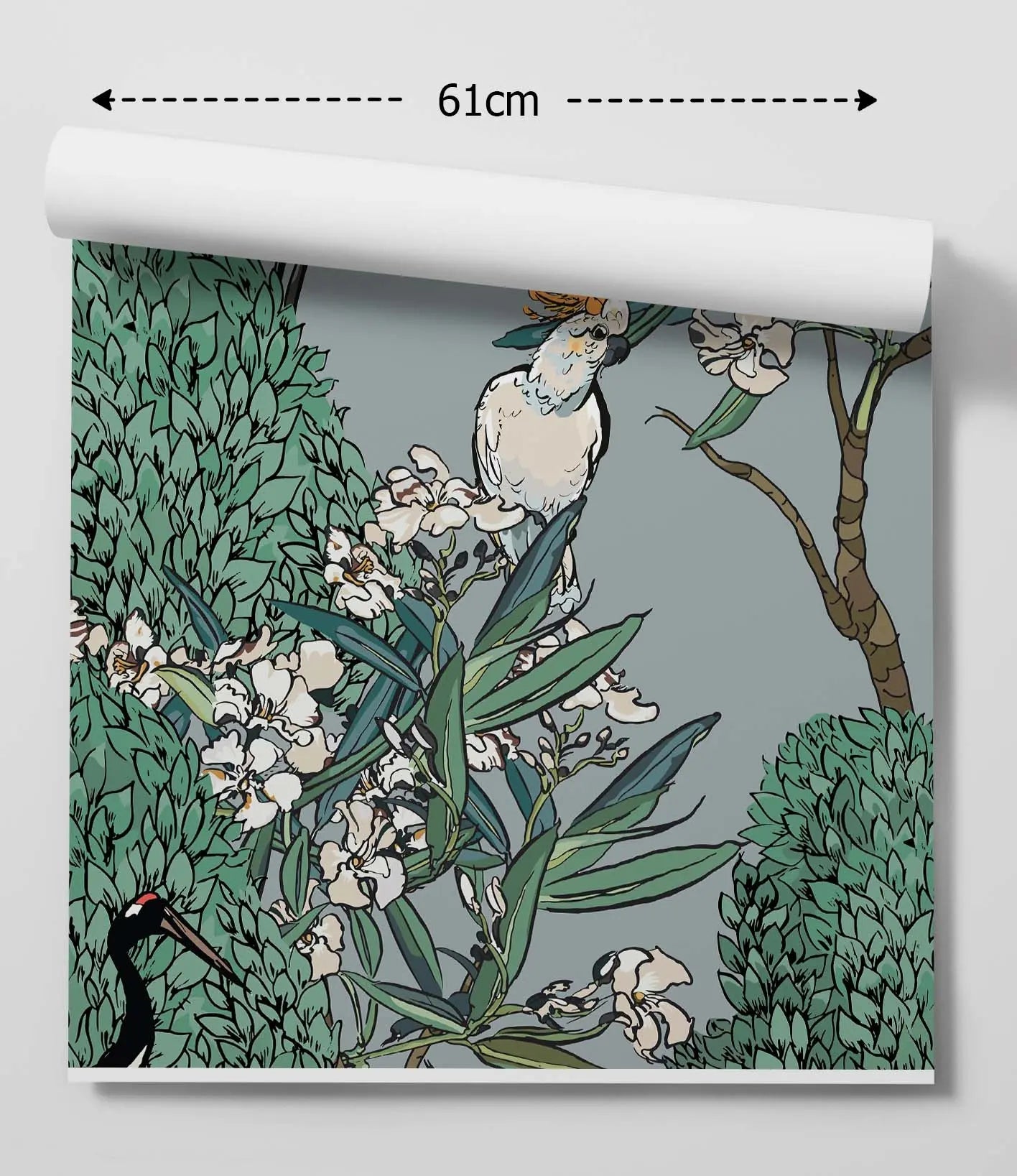 White Oleander on Blue/Grey Wallpaper - Floral Wallpaper In Traditional Style - Peel and Stick Wallpaper I Heart Wall Art Australia