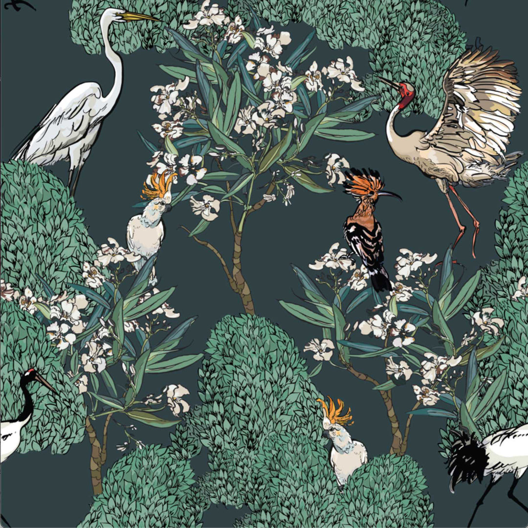White Oleander on Green Wallpaper - Floral Wallpaper In Traditional Style - Peel and Stick Wallpaper I Heart Wall Art Australia