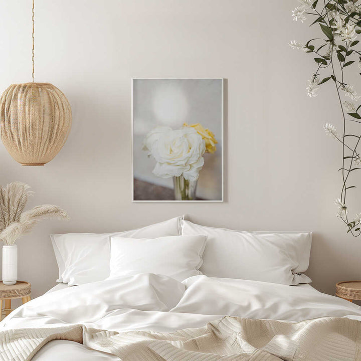 White Roses - Stretched Canvas, Poster or Fine Art Print - I Heart Wall Art - Poster Print, Canvas Print or Framed Art Print
