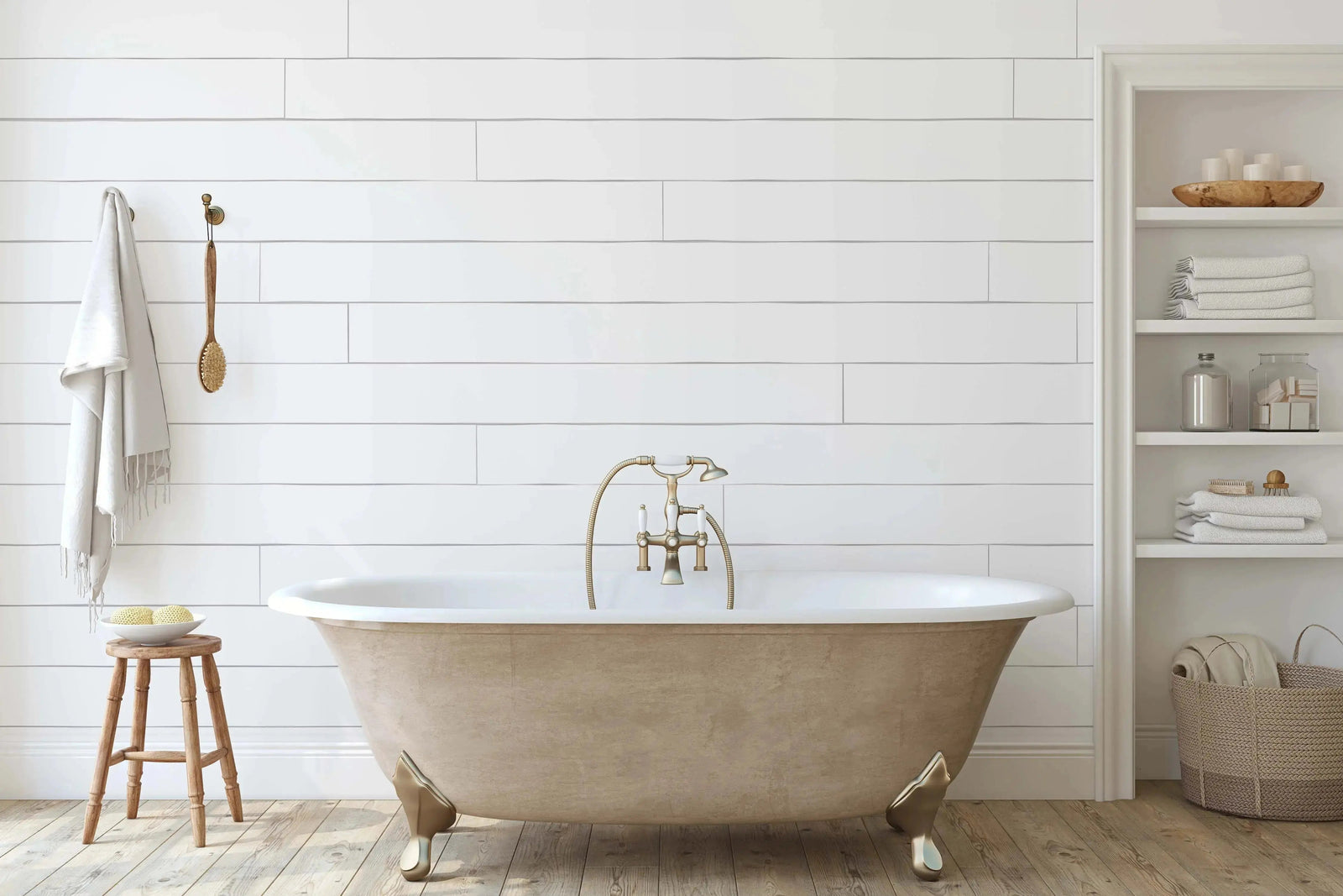 White Shiplap -  Tongue and Groove Wallpaper I Heart Wall Art Australia 