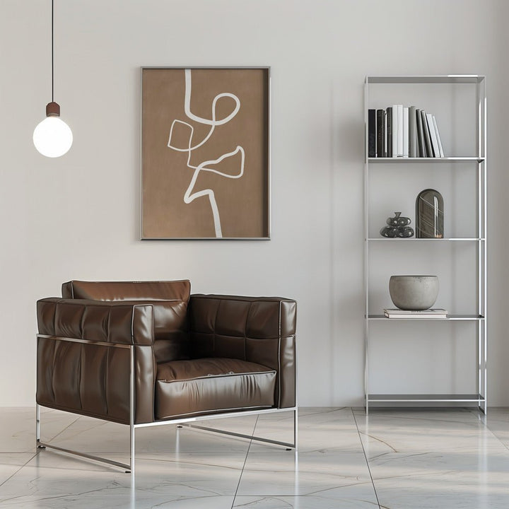 White Single Line Artwork - Stretched Canvas, Poster or Fine Art Print - I Heart Wall Art - Poster Print, Canvas Print or Framed Art Print