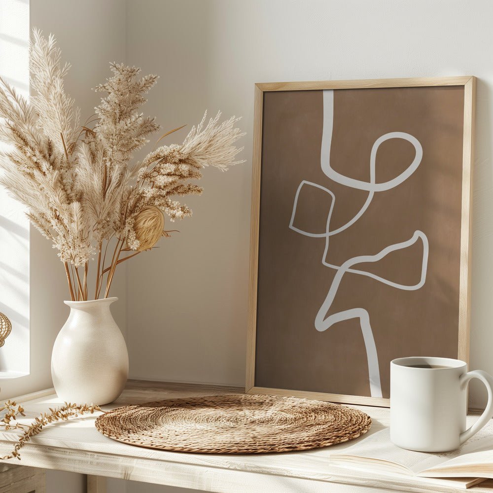 White Single Line Artwork - Stretched Canvas, Poster or Fine Art Print - I Heart Wall Art - Poster Print, Canvas Print or Framed Art Print