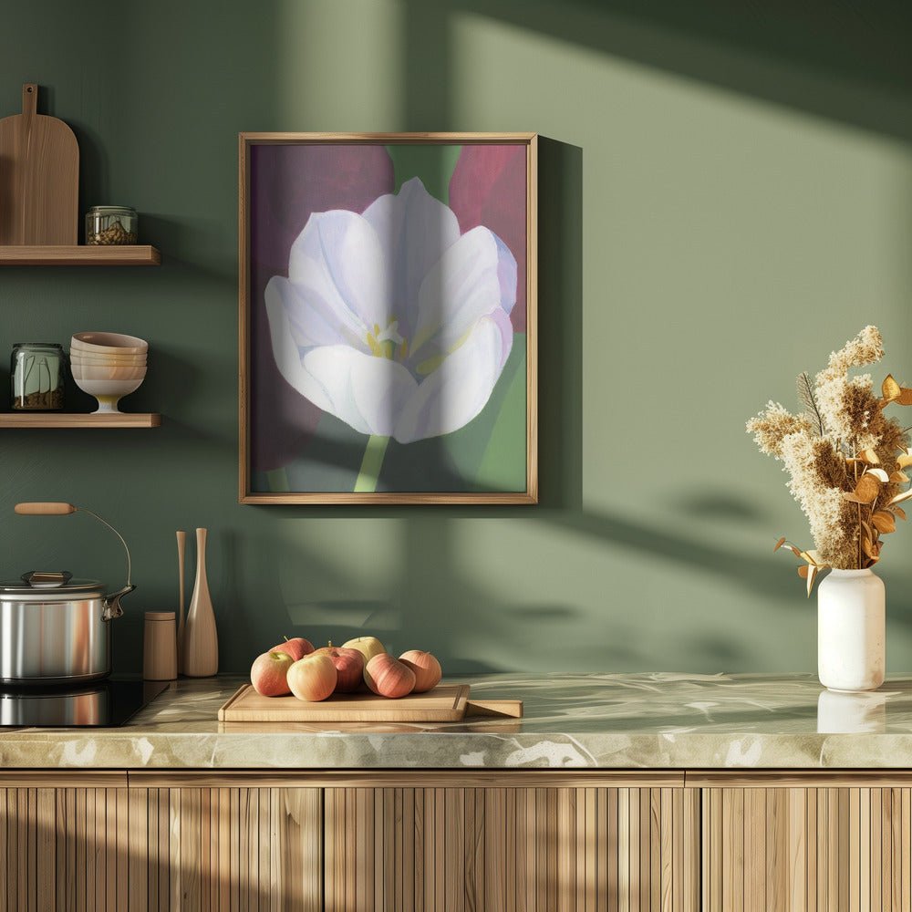 White Tulip - Stretched Canvas, Poster or Fine Art Print - I Heart Wall Art - Poster Print, Canvas Print or Framed Art Print