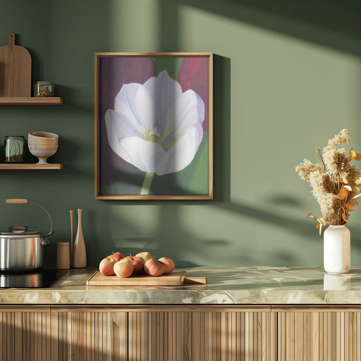 White Tulip - Stretched Canvas, Poster or Fine Art Print - I Heart Wall Art - Poster Print, Canvas Print or Framed Art Print